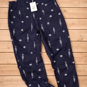 Time and Tru Navy Patterned Straight Leg Pants